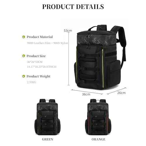 Drone Backpack 50L Professional for DJI FPV/Mavic/Air, Water Resistant Travel Backpack with 16" Laptop Compartment, Large Skateboard Backpack Carry on Backpack Airplane Approved Black Orange