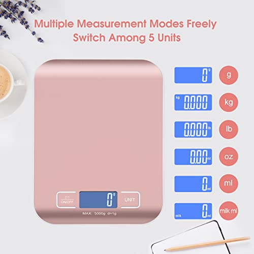Selegere Pink Digital Shipping Scale 5kg/1g Portable Kitchen & Postal Weighing Tool