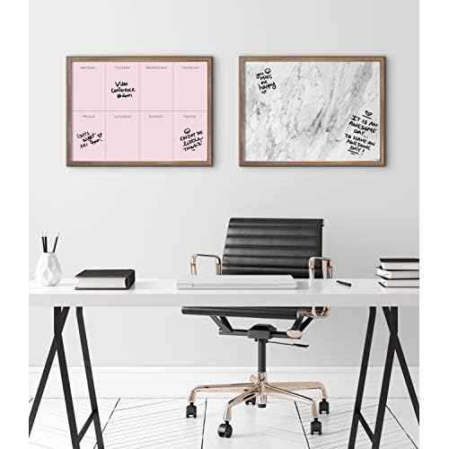 Kate and Laurel Blake This Week Framed Pink Printed Glass Dry Erase Wall Art by The Creative Bunch Studio, 18x24 Gold, Weekly Calendar Printed Glass Wall Organizer
