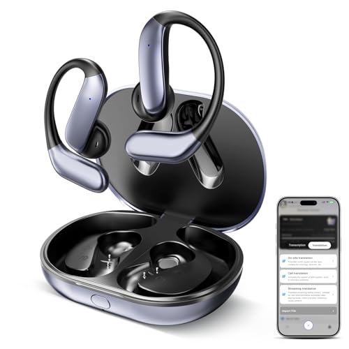 SONQI Space Gray AI Translation Earbuds with 170 Languages, 0.45s Instant Real-Time Translator, Bluetooth 6.0 & Transcription