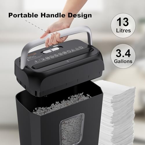 Bonsaii Cross Cut Paper Shredder 6-Sheets 3.4 Gal Bin Black Gray for Home Office