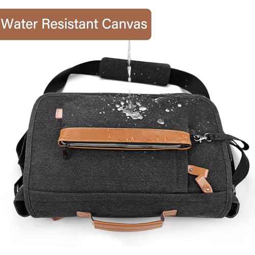 ESTARER Mens Messenger Bag 17-17.3 Inch Laptop Bag Water-resistant Canvas, College/Work/Travel Computer Shoulder Bag with Pencil Case Pouch, Dark Grey