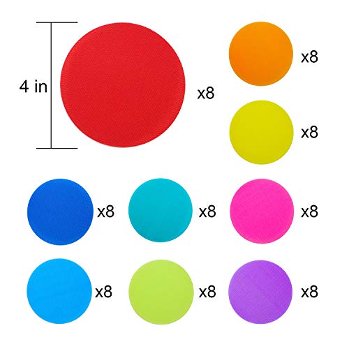 4 Inch Reusable Carpet Floor Markers for Classroom & Sports Activities - 72 Pack