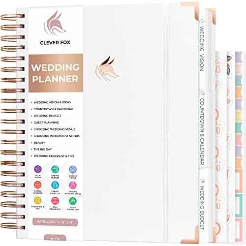 Clever Fox Wedding Planner ? Notebook Organizer for Bride ? Wedding Planning Binder Book with Pockets ? Engagements Gift, 10x11¡È (White)