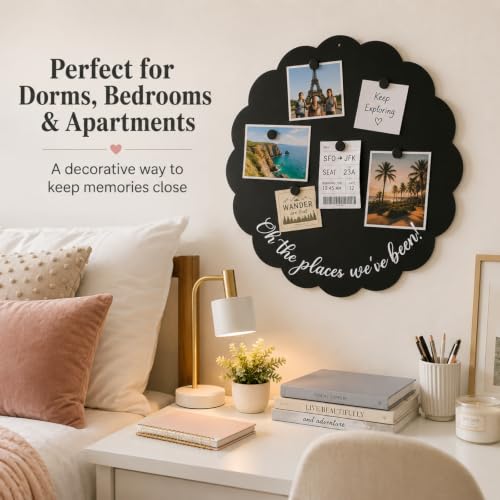Hoteam 20.5 Inch Round Magnetic Board for Travel Photos & Keepsakes - Personalized Wall Art