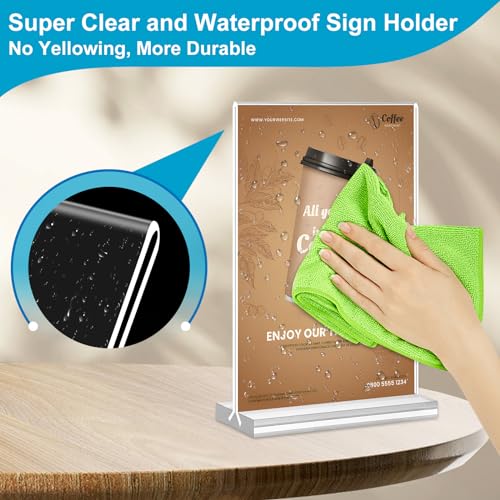 DunGu 10 Pack Acrylic Sign Holders 5x7 Double Sided Vertical Display Stands