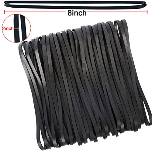 AMUU 50 Pack Large Rubber Bands 8in - Thick Elastic Office & Trash Can Ties