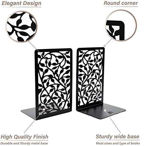 CNK Book Ends Bookends for Decorative Books Holder Bookend Shelves End Hold Heavy Duty Holders Stoppers Metal Stopper Cute Boho Bookshelf Holds Cookbook Office Home Set of 6 Bookends Pair Black