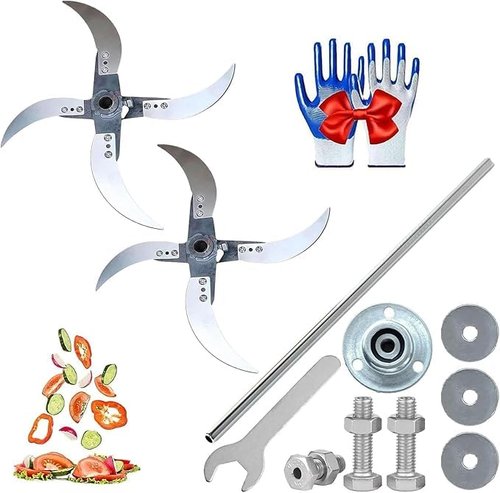 Household Farming Grass Shredder Knife Blades,Adjustable Diameter Vegetable Shredder Set with 12 Mounting Holes,Easy to Use Home Grass Cutter,Improved Chopping Efficiency for Grass and Vegetables(B)