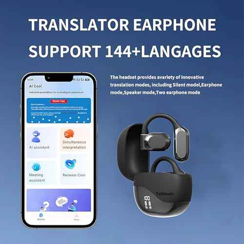 AI Translation Earbuds Real Time,144 Language Translator Earbuds,Bluetooth 5.4 Translation Headphones,Accents translating Earbuds with Charging Case for Travel, Learning,Business