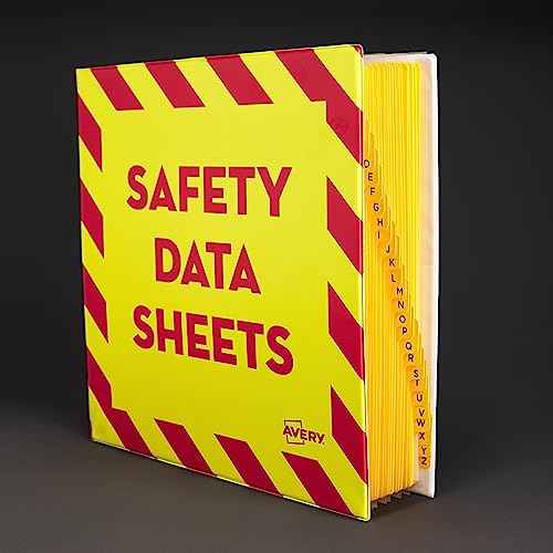 Avery Heavy-Duty Industrial SDS Binder, 3" One-Touch Rings, Yellow/Red Border (18952)