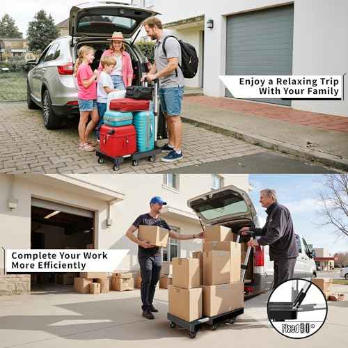 Folding Hand Truck,Foldable Dolly Cart With Wheels,500LB Heavy Duty Luggage Cart,6-wheel convenient Hand Truck,2 fixing ropes & 1 extra big storage bag Suitable for luggage,travel,moving(Black)