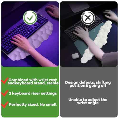 Ergonomic Wrist Rest for Keyboard and Mouse, Soft Memory Foam Cloud Keyboard Stand Pad with Wrist Rest Set with Non-Slip Silicone Base, Easy Typing, Pain Relief, Comfort for Office, Work, Gaming