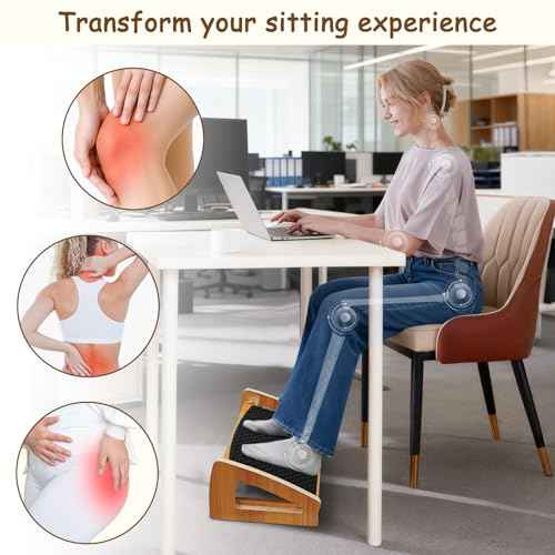 Pebble Massage Under Desk Footrest - Adjustable Ergonomic Foot Stool, Enhances Circulation and Posture at Office or Home