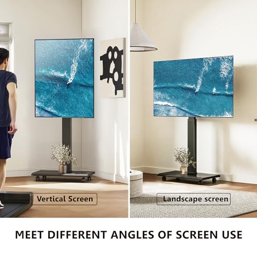 FITUEYES Rolling TV Stand with 40° Swivel, 32"-75" TV Compatibility, Black - Basic