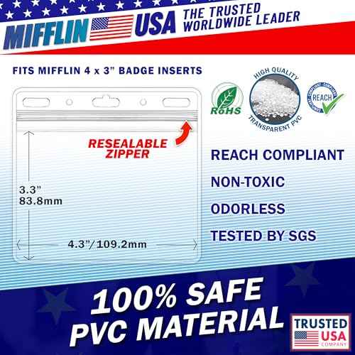 Mifflin-USA Card Protector (Clear, 4x3 Inches, 250 Pack), Waterproof and Resealable Horizontal Plastic ID Name Badge Holders