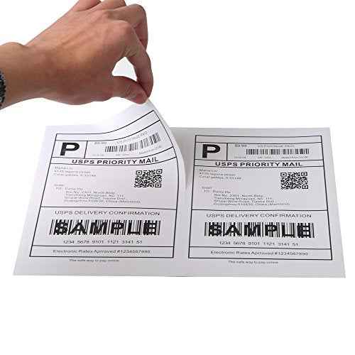 [500 Sheets; 1000 Labels] Half Sheet Self Adhesive Shipping Labels for Laser & Inkjet Printers, 8.5" X 5.5" Shipping Labels for Laser & Inkjet Printers