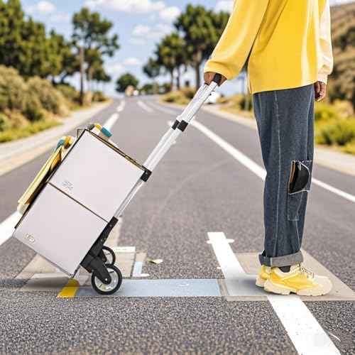 Folding Hand Truck Dolly, Aluminum Portable Foldable Dolly Cart, 200 lbs Capacity Collapsible Hand Cart with Wheels, Ideal for Shoping, Office, Travel, Moving, Black