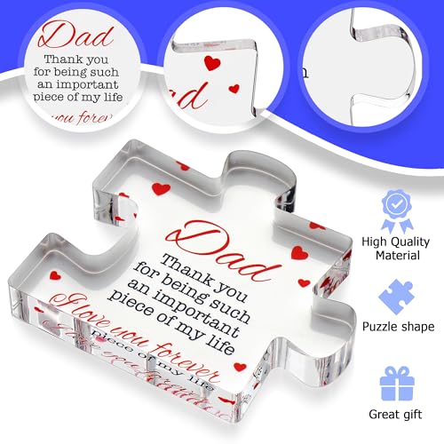 VELENTI Dad Engraved Acrylic Puzzle Block - Father's Day Keepsake Gift from Son or Daughter