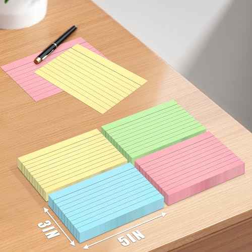 300 Count Colored Index Cards, 3x5 Inches Flash Cards, Lined Notecards Ruled Study Card Flashcards Heavy Note Cards for Studying, Learning, School, College