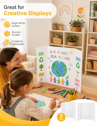 2-Pack 26 x 17 Inch Trifold Poster Boards for Science Fair & Displays