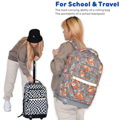 J World New York Sundance Rolling Backpack Girl Boy Roller Bookbag, Tribal, One Size
