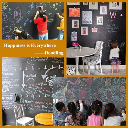 Magnetic Chalkboard Contact Paper with Adhesive, 55" x 27" Magnetic Blackboard Film for Walls, Peel and Stick ? Ideal for Office, Classroom, Home. Includes Dustless Chalk, Wiping Cloth, and Magnet