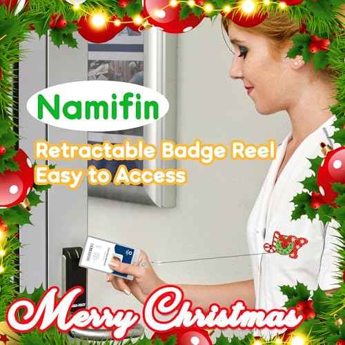 Namifin 24PCS Christmas Badge Reels with Alligator Clip Funny Retractable Happy Holiday Badge Holders Nurse Gifts Accessories Gifts for Friends, Co-Workers