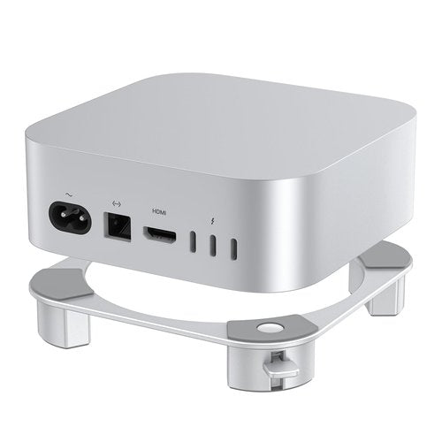 OMOTON Aluminum Stand for Mac mini M4 and M4 Pro, Cooling Desktop Holder Mount, Convenient Access to Power Button, Durable and Sturdy Design, Silver