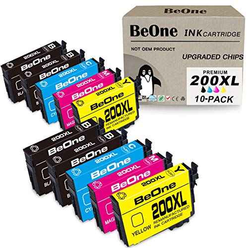 BeOne 200XL Remanufactured Ink Cartridge Replacement for Epson 200XL T200XL Compatible with Workforce WF-2520 WF-2530 WF-2540 Expression Home XP-200 XP-300 XP-410 (10-Pack; 4BK, 2C, 2M, 2Y)