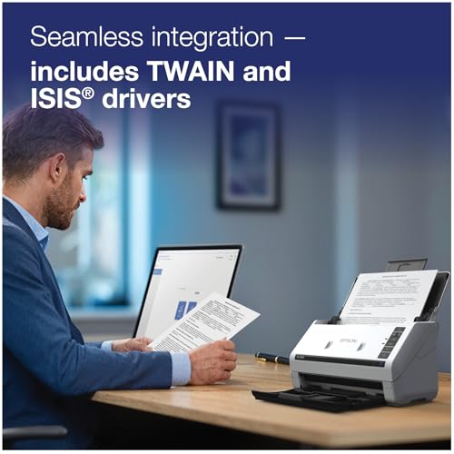 Epson DS-530X Color Duplex Desktop Document Scanner with 45ppm, 100-Page ADF, USB, Twain & ISIS Drivers