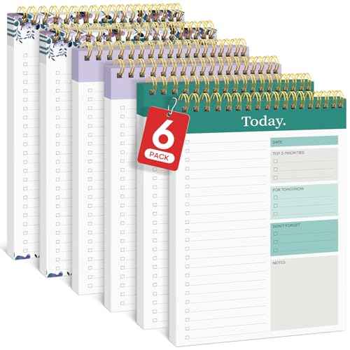6 Pack of To Do List Pad - To Do List Notebook for Work with 52 Sheets, Undated Daily Planner Perfect for Daily Tasks and Goal Setting, To Do List Notepad for Office, Home and School - Multi