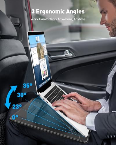 AboveTEK Black Adjustable Laptop Lap Desk with Ergonomic Angles & Retractable Mouse Pad