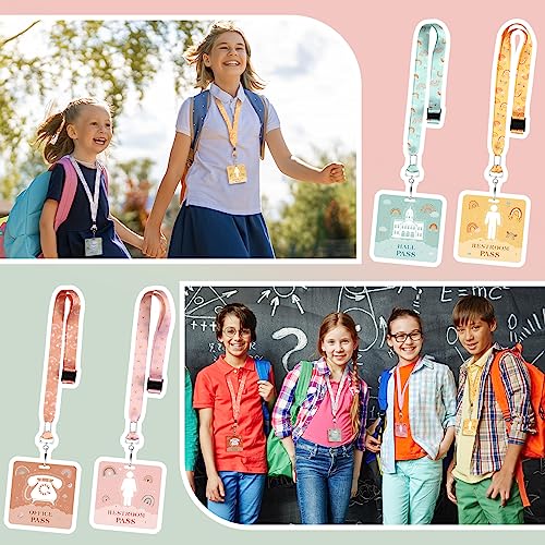 Kosiz 6-Pack Reusable PVC Boho Hall Passes with Lanyards for School & Classroom Management