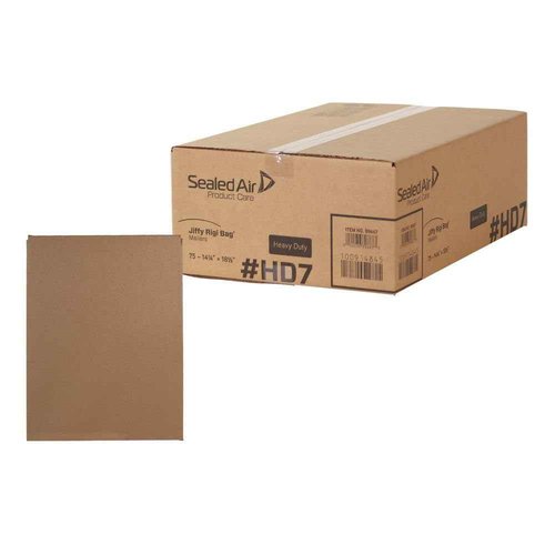 Sealed Air Jiffy Rigi Bag Shipping Rigid Mailers, Case of 75, Recycled Bend Free Puncture Proof Fiberboard Mailing Envelope, #7-14.25" x 20", Kraft