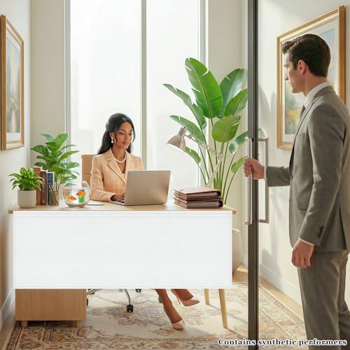 48in Under Desk Privacy Panel White Self-Adhesive Modesty Screen for Office & Home