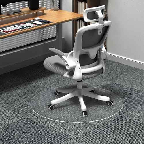 Non-Slip Office Chair Mat for Carpet, 35 x35Inches Clear Plastic Desk Mat for Rolling Chairs, Waterproof and Oil-Resistant, Anti-Fatigue Mat for Standing Desk