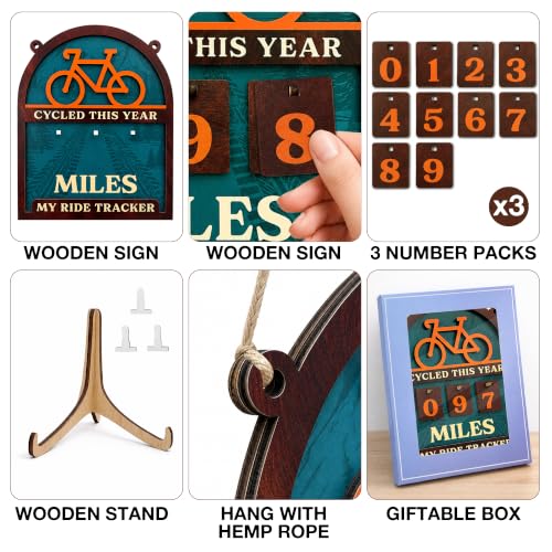 Miles Cycled This Year Tracker Sign - Cycling Gift (HDKY) Cycled Variant