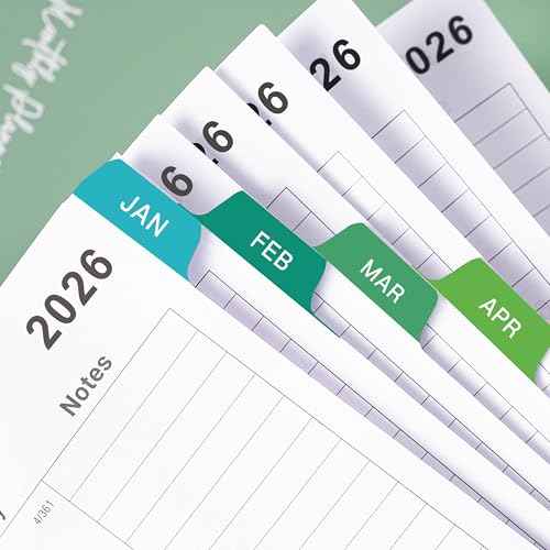 Monthly Planner 2026 - Monthly Planner/Calendar from JAN. 2026 - DEC. 2026, with Inner Pocket, Colorful Tabs, Twin-Wire Binding