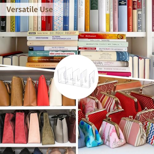 4 Pack Acrylic Desktop Book Organizers - Clear File & Purse Holders