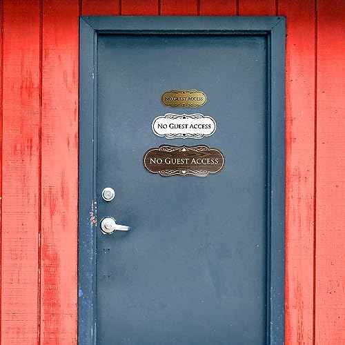 All Quality Designer No Guest Access Wall or Door Sign - Black/Gold - Medium (5 Pack)
