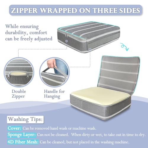 Adult Booster Seat Cushion Extra Firm Riser Chair Cushions for Elderly Washable Thick Chair Lift Pads to Raise Height for Couch, Home, Patio, Office Seat