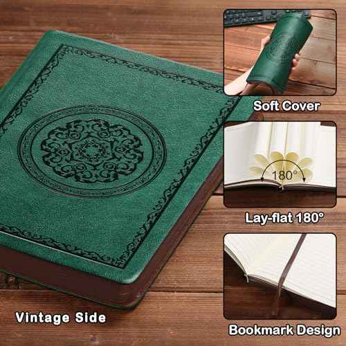 2026 Leather Vintage Journal Notebook,300 Pages,Leather Softcover Lined Journal Notebooks for Women Men,Notebook Journals for Writing Travel,Business,Office,5.7'' X 8.3'',Green