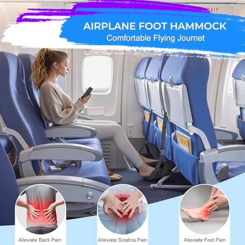 AZAMIA No-Collapse Airplane Foot Hammock - 1pc Black (1pc-black) In-Flight Foot Rest