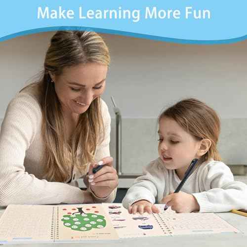 AALGO Handwriting Book Practice for Kids,Reusable Grooved Handwriting Books, Writing Practice for Kids Age 3-5
