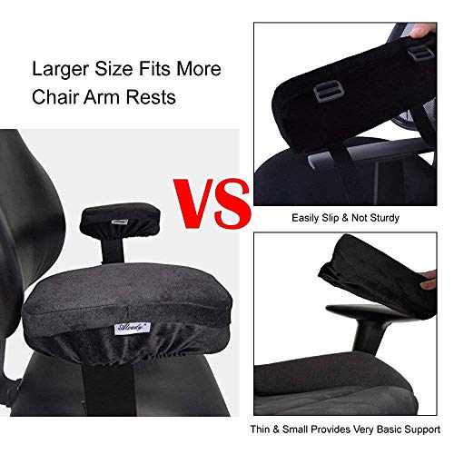 Aloudy Arm Rest Pillows 11" x 4.5" Memory Foam Cushion Set of 2 for Office Chair – Large Elbow Forearm Pads