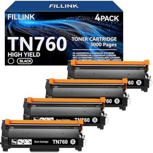 TN760 for Brother TN760 TN-760 TN 730 Toner Cartridges Used to Brother HL-L2350DW HL-L2395DW MFC.L2710DW MFC-L2690DW DCP-L2550DW Printers , High Yield Black - 4Pack