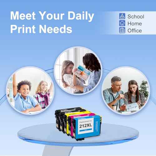 212XL Ink T212XL High Capacity for Epson 212 Ink Cartridges Remanufactured for Epson 212XL Ink Cartridges Combo Pack for Workforce XP-4100 XP-4105 WF-2830 WF-2850 Printer New Upgraded Chips (5-Pack)