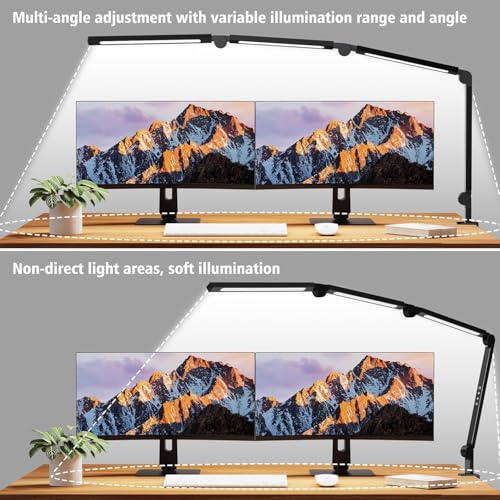 AILBTON Black LED Desk Lamp with Clamp, Dimmable Eye-Caring Architect Light