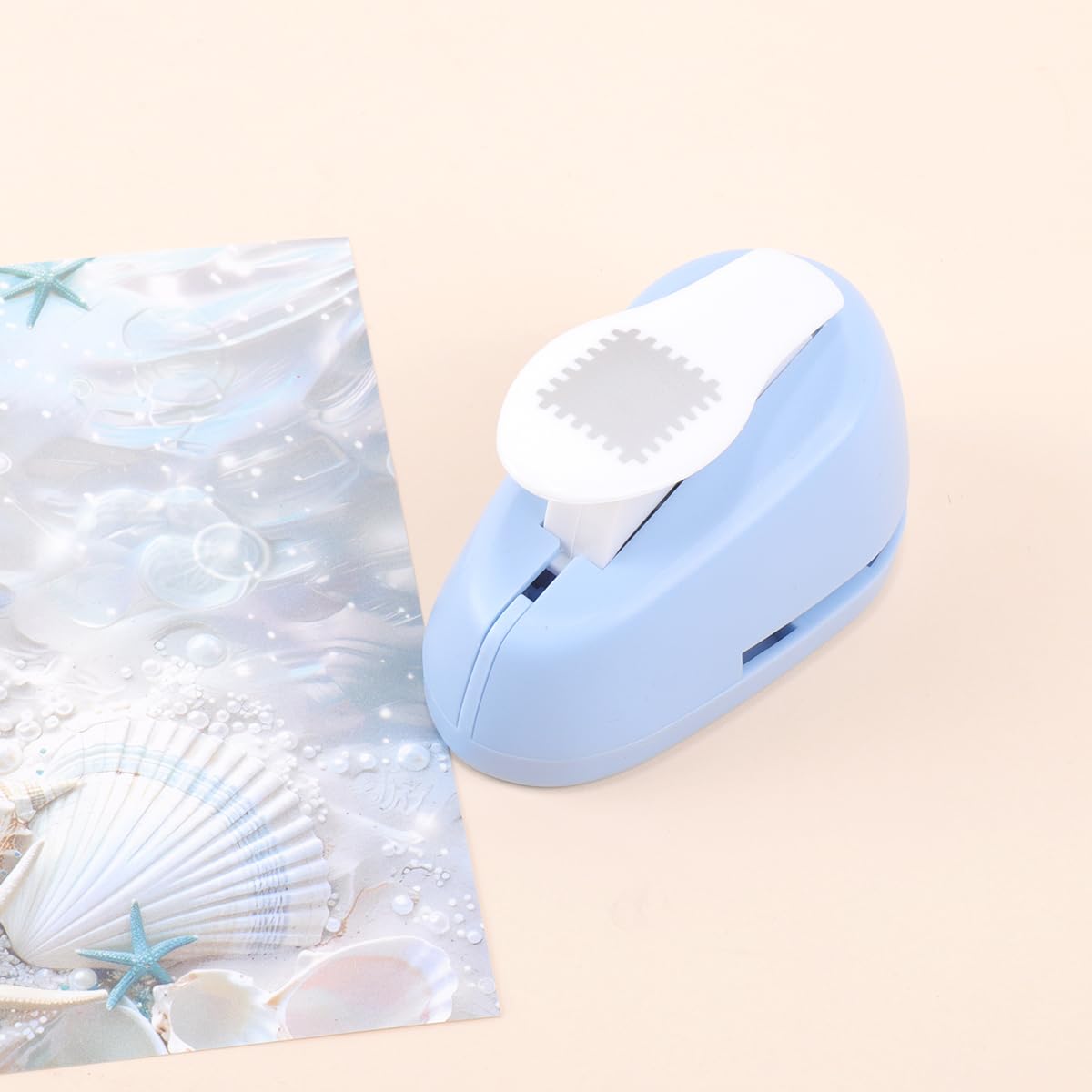 YOUQIWJ 2cm Postage Stamp Square Paper Punch, Stamp Shape Lever Action Hole Puncher for Scrapbooking, Card Making and DIY Paper Crafts